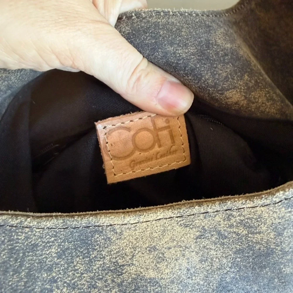 Cofi Genuine‎ Leather Black & Bronze Splatters Hobo Bag Purse Coastal Cowgirl